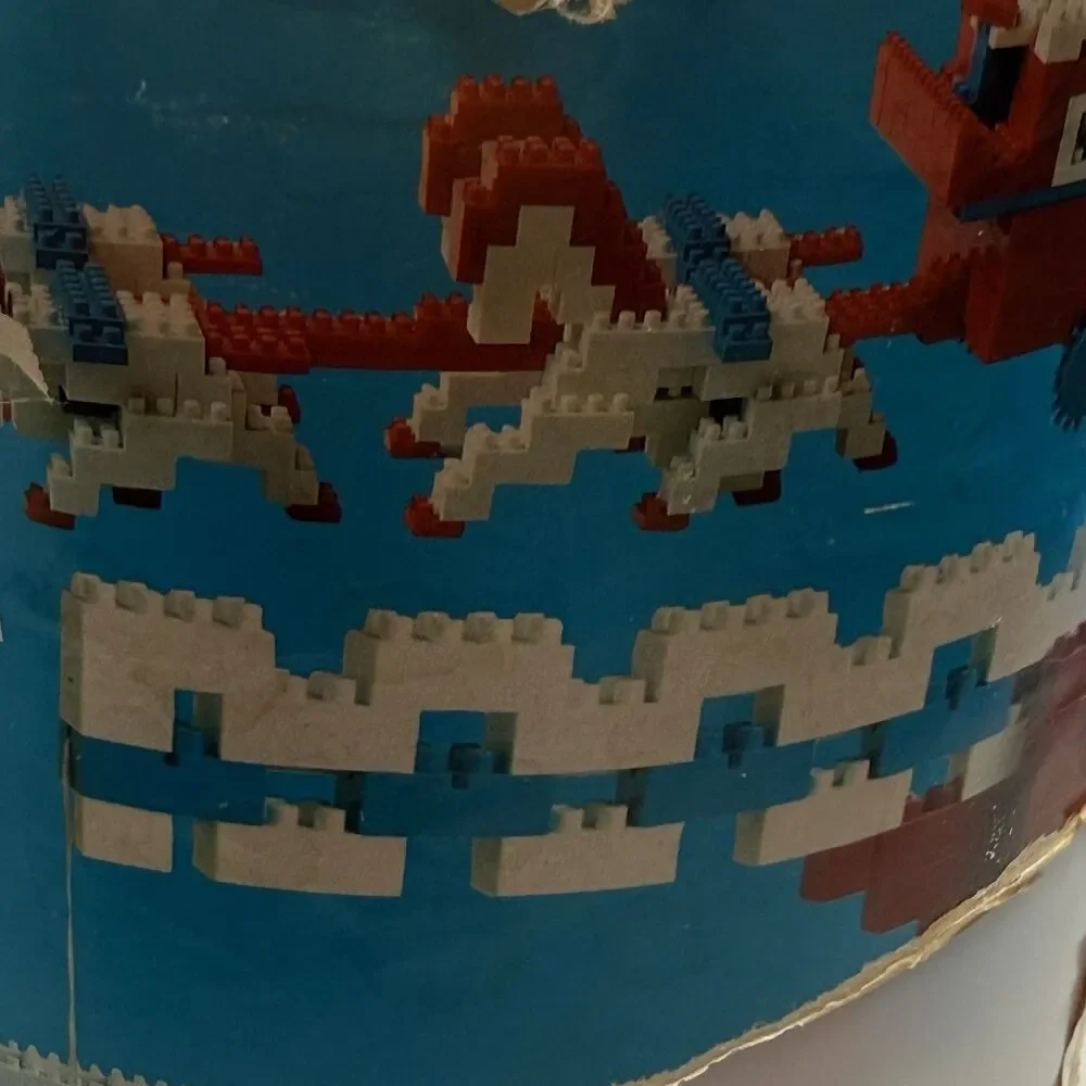 Sears BRIX BLOX 1000pc Bucket Bricks Gears Red White Blue Vintage 5 Lbs EUC